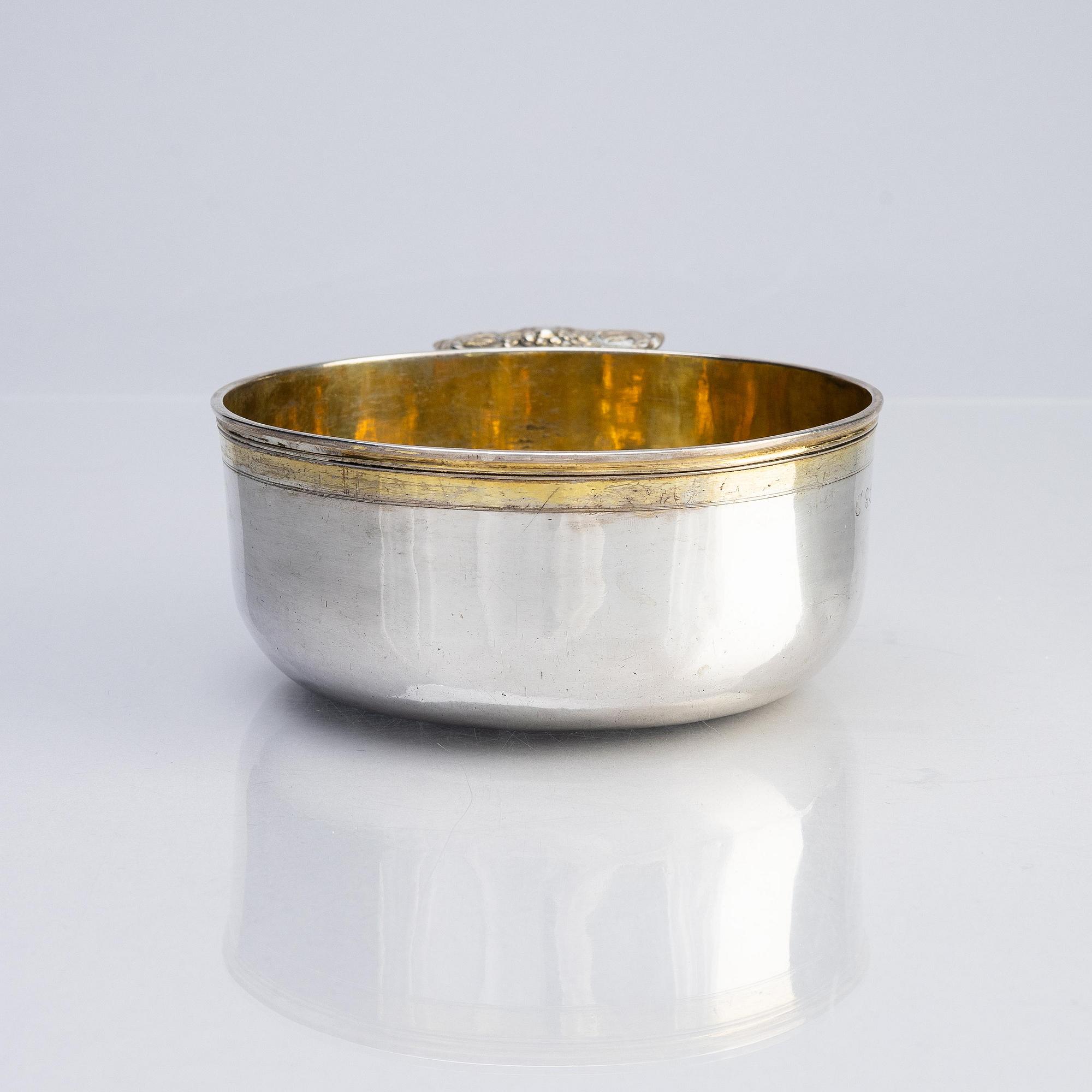 A Swedish parcel-gilt silver drinking cup/bowl, mark of Henrik Wittkopf the elder, Stockholm 1749.