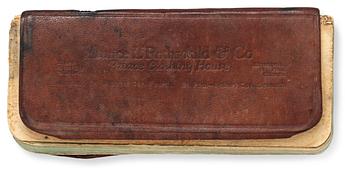 1126. R.M.S. TITANIC THIRD CLASS PASSENGER MALKOLM JOHNSON COLLECTION: NOTEBOOK. Leather and paper 13,5x6 cm. Provenance: Malkolm Johnson. Thence by descent. This notebook is listed on the offical list from the Swedish ministry for foreign affairs.