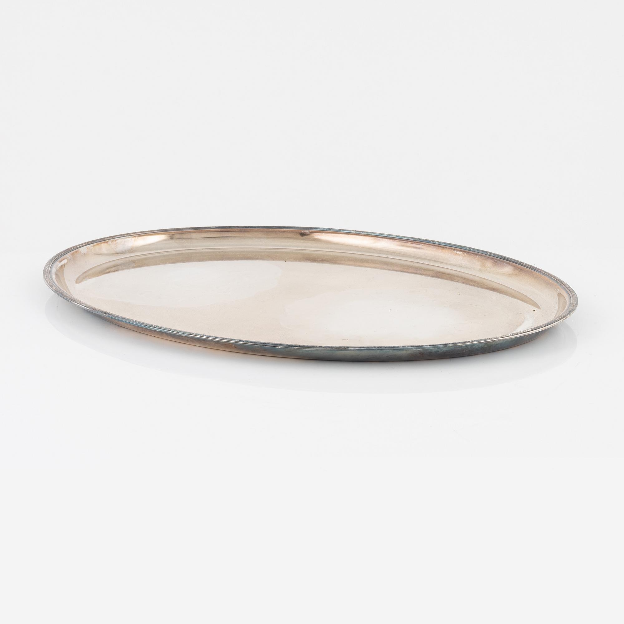 Tray, silver, CG Hallberg, Stockholm, 1950.