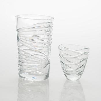 Saara Hopea, a set of five cut crystal vases and bowls, Nuutajärvi 1950s.