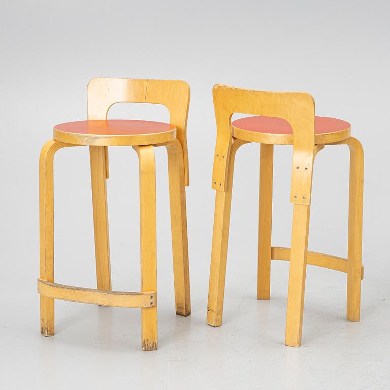 Alvar Aalto, four 'K65' bar stools, Artek, Finland, 2002.