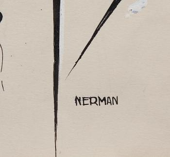 EINAR NERMAN, tuschteckning med täckvitt, sign.