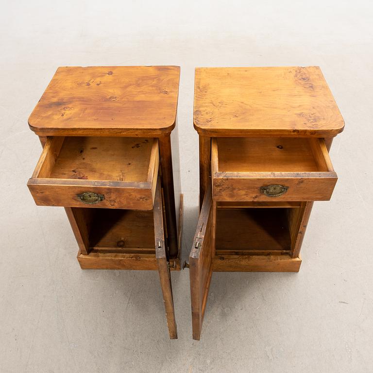 Bedside tables, a pair, first half of the 20th century.