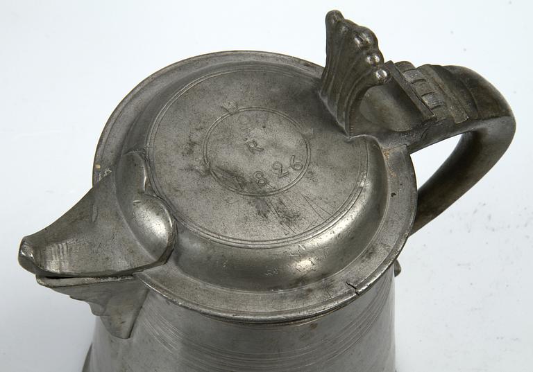 STOP, 6 st, samt BÄGARE, 6 st,  tenn, 1800/1900-tal.