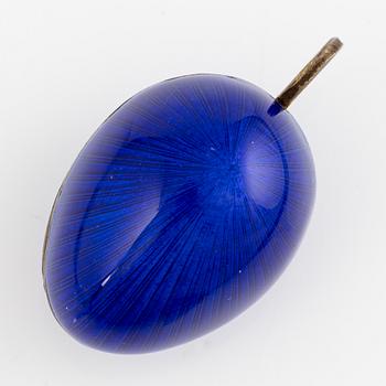 Egg, pendant, A. Tillander, silver and blue enamel, Finland 1977.