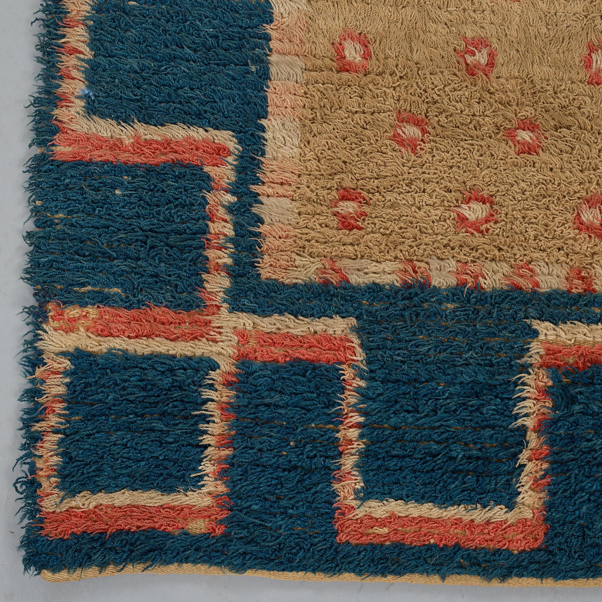A RYA BED COVER, possibly signed I W, dated 1823, ca 170-176,5 x 136,5-141,5 cm.