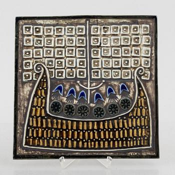 Lisa Larson, väggreliefer, 3 st, stengods, Gustavsberg.