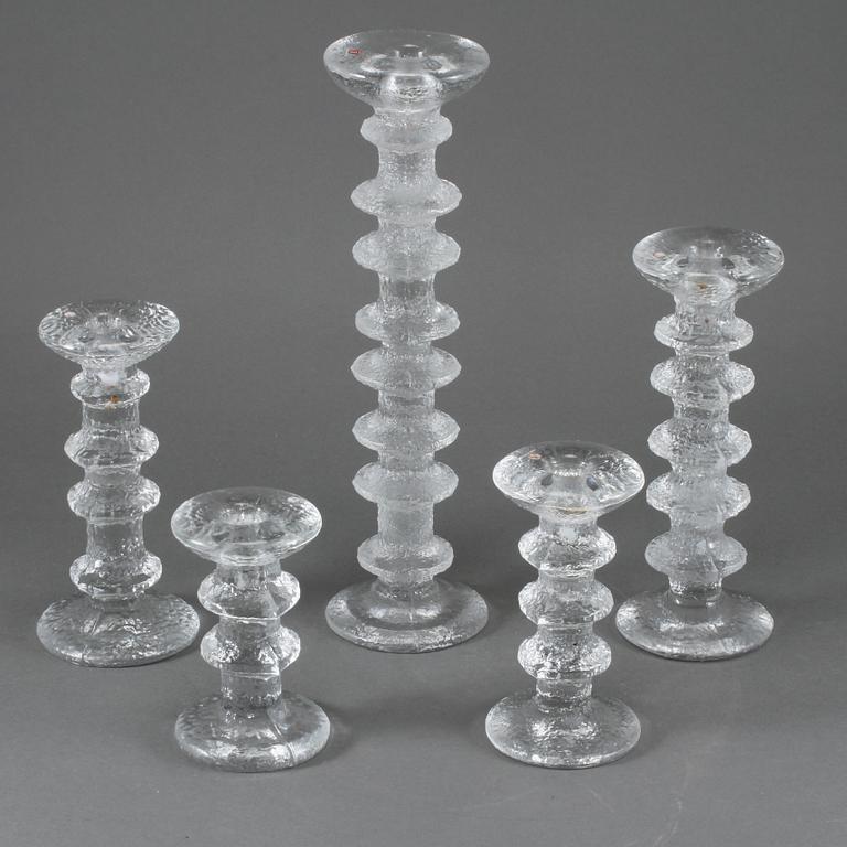 LJUSSTAKAR, 5 st, "Festivo", Timo Sarpaneva, Iittala, 1900-talets andra hälft.