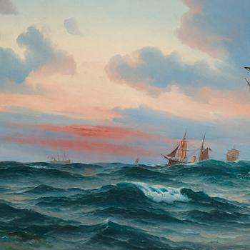 Vilhelm Victor Bille, Ships at dawn.