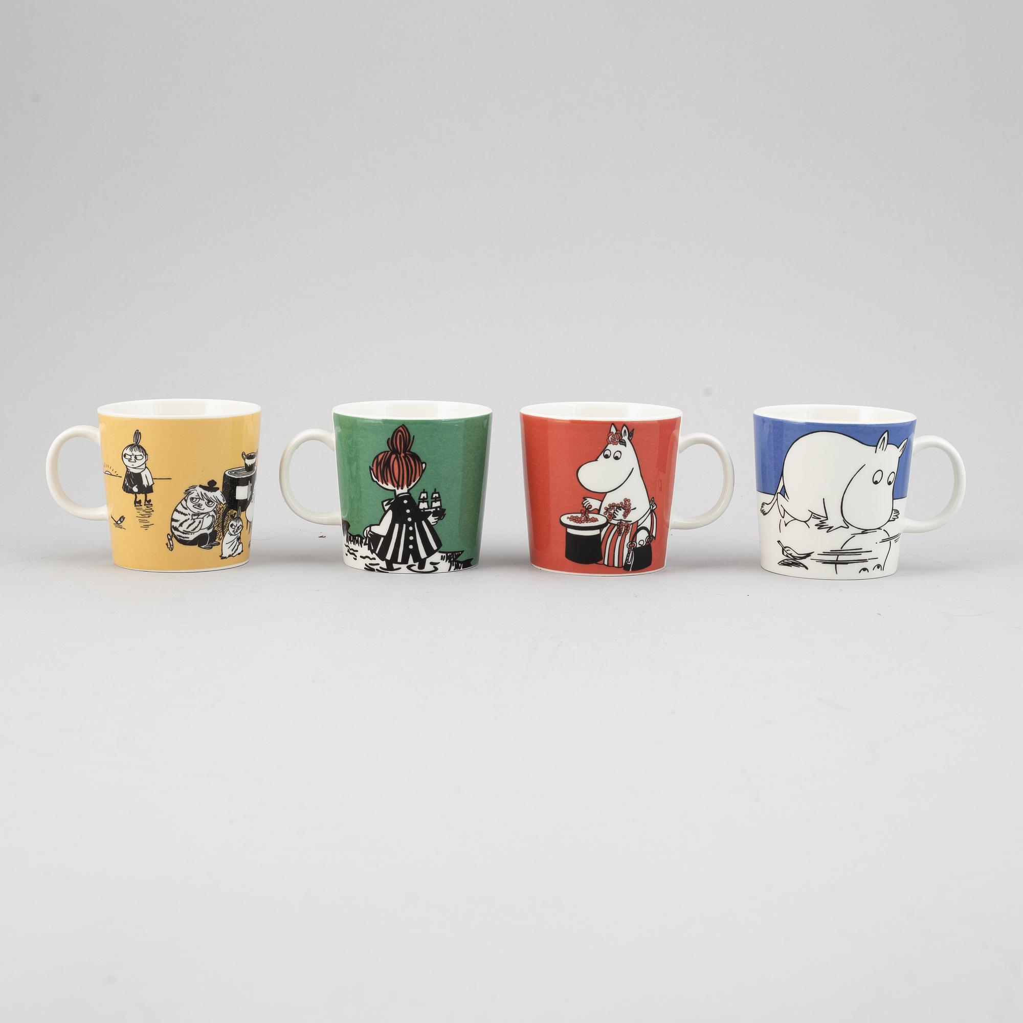 Muminmuggar, 4 st, porslin, Moomin Characters/Bulls, Arabia, Finland, 1991-2013.