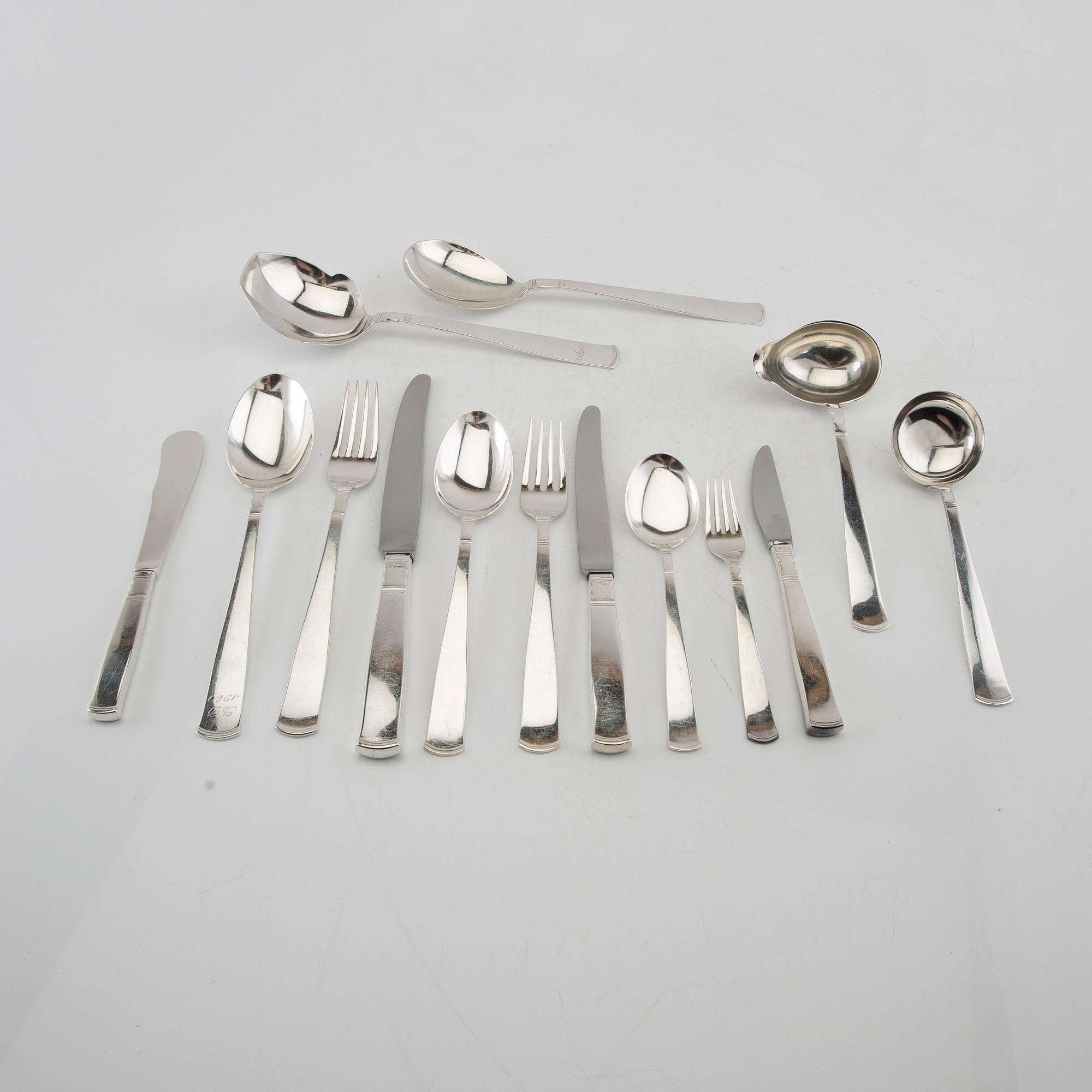 Jacob Ängman, bestick  132 dlr "Rosenholm" silver GAB 1950/60-tal.