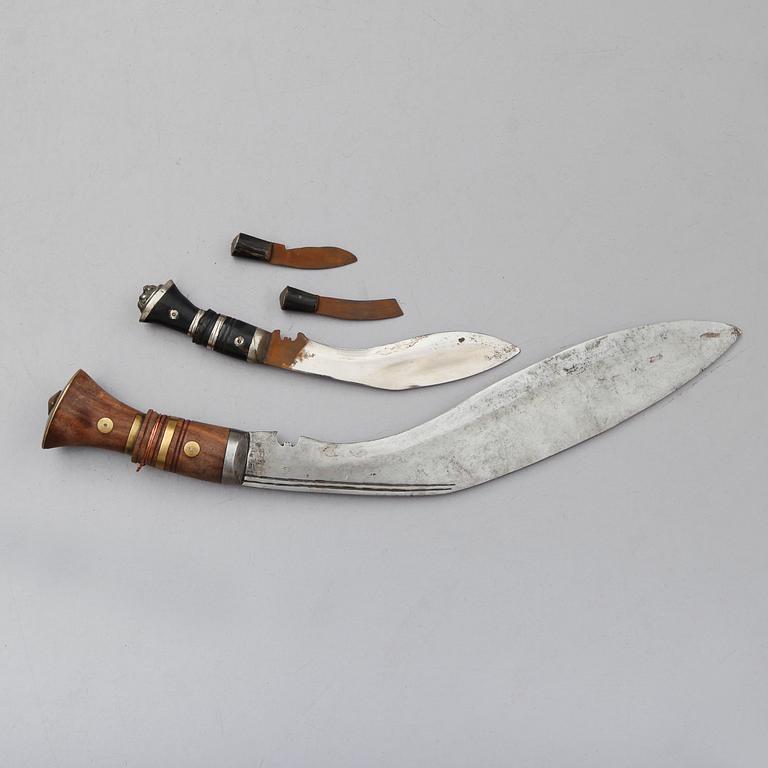 KUKRI, 2 st, Nepal/Indien, 1900-tal.