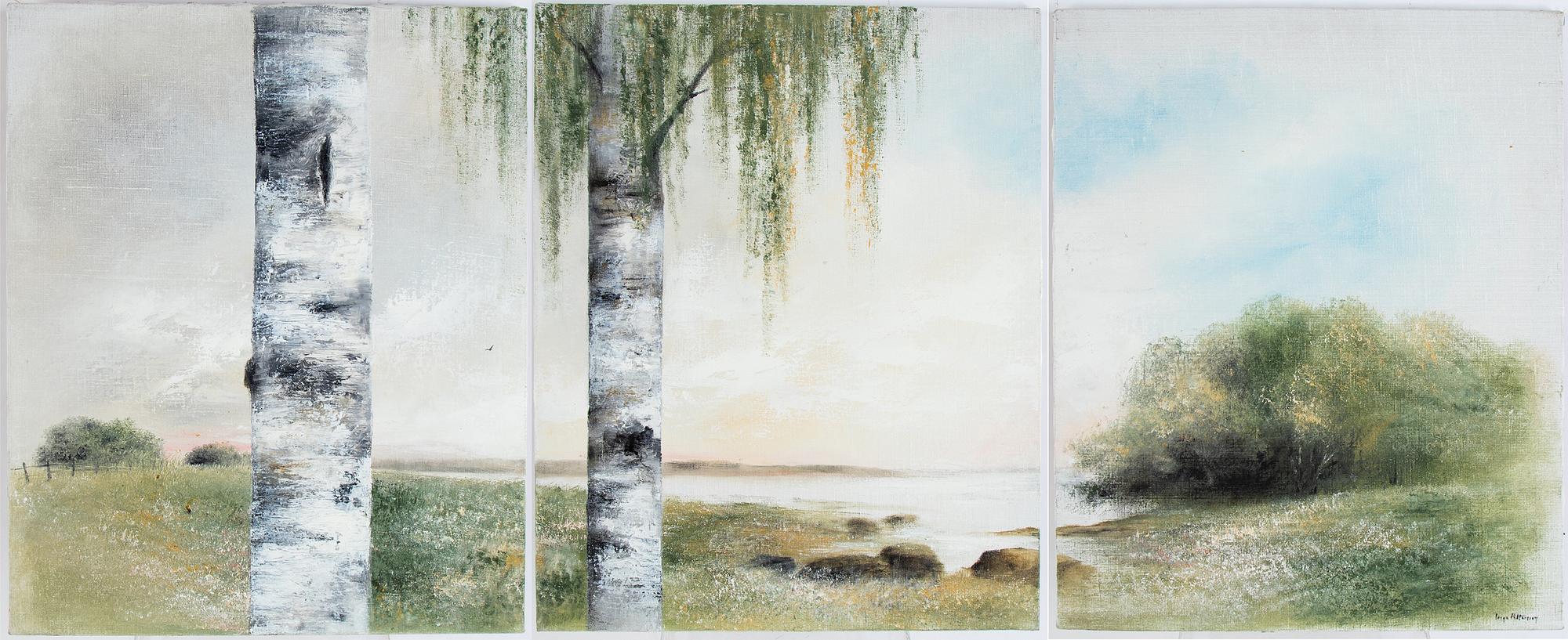 Inge Pettersson, "Vårbjörk", triptyk.