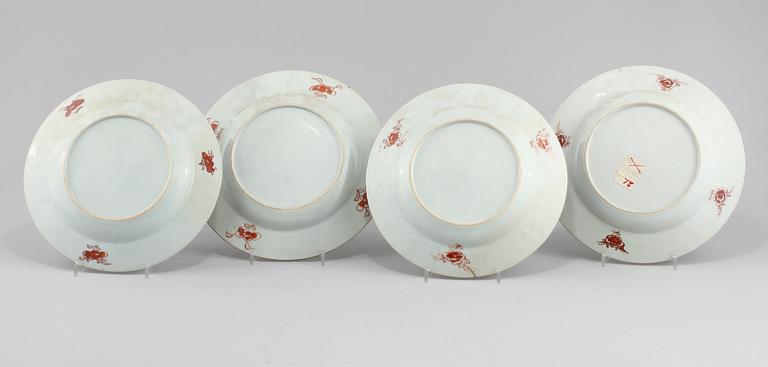 TALLRIKAR, 4 st, porslin, Kina, 1700-tal.