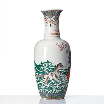 A large vase, late Qing dynasty with Yongzheng mark.