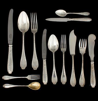 A silver flatware service, 189 pieces, Swedish import marks, ca 1913-1924. Total weight ca 9520 g.