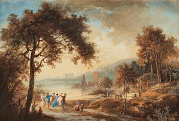 1132. Elias Martin Attributed to, Landscape with dancing figures.