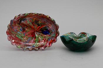 SKÅL OCH FAT, glas, Murano, 1900-tal.