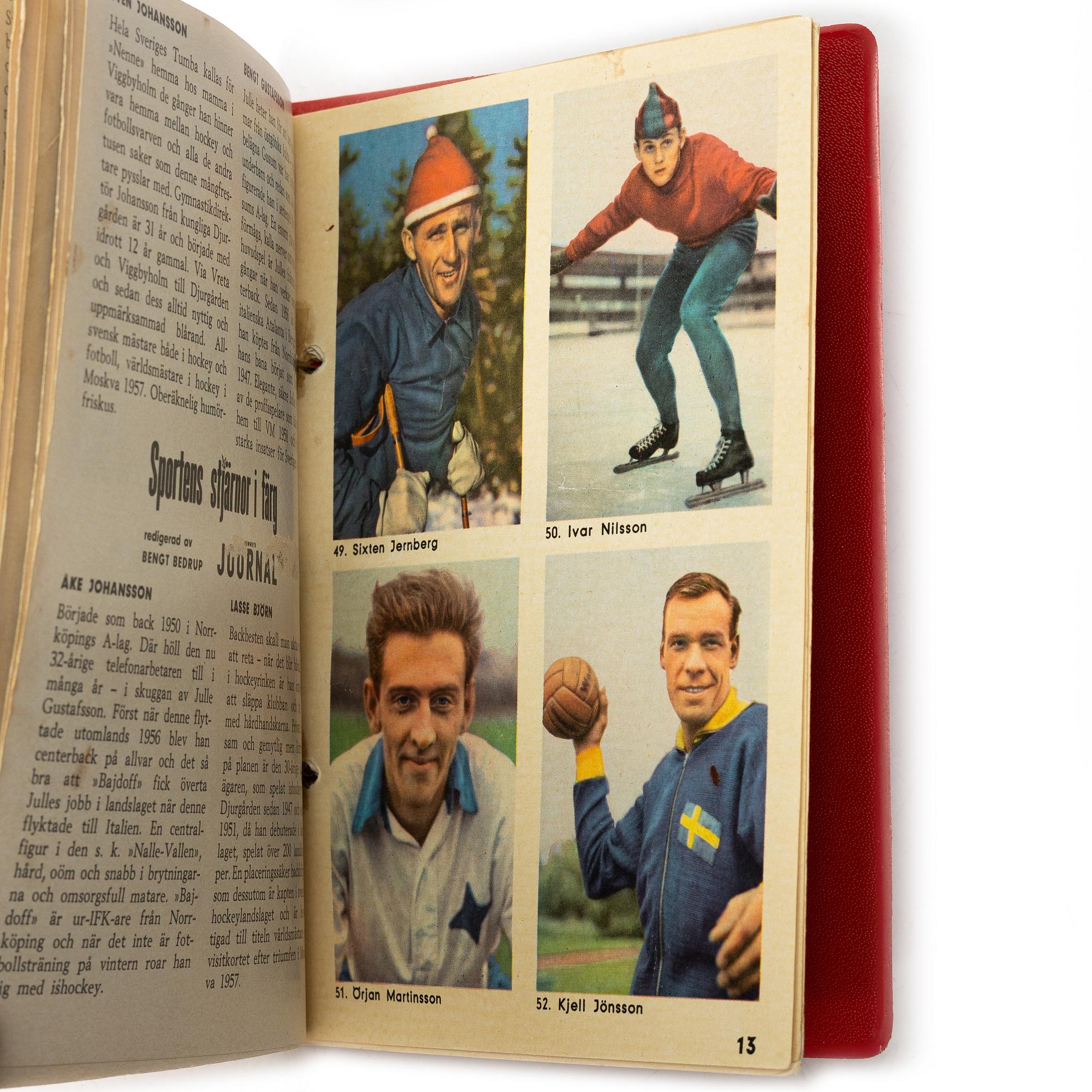 Idol cards, “Sportens stjärnor”, including Cassius Clay, Nacka Skoglund and Ingemar Johansson, Hemmets Journal, 1960s.