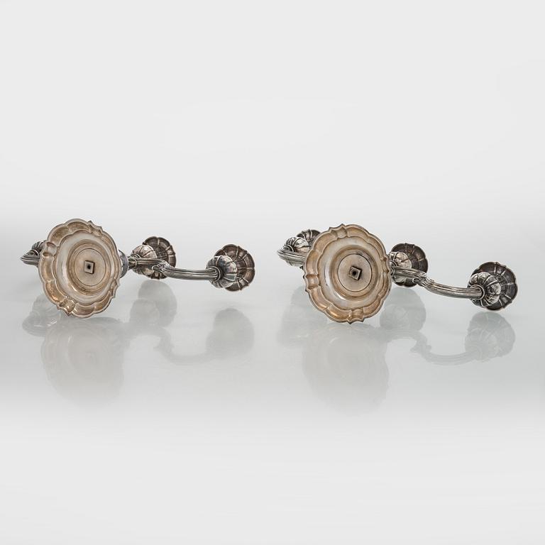 Carl M. Cohr, a pair of silver candelabra, Fredericia, Denmark, 1940.