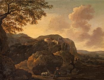 Italian school 18th Century, Landscape with Shepherd and goats.