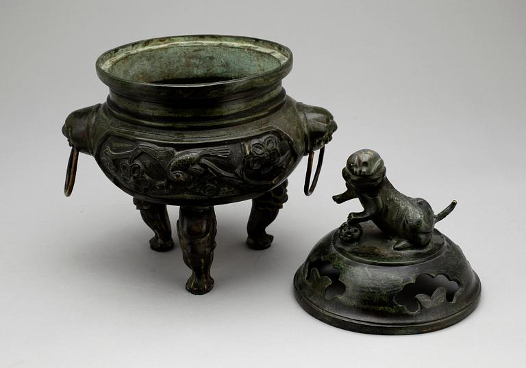 RÖKELSEKAR, brons, Kina, 1900-tal.