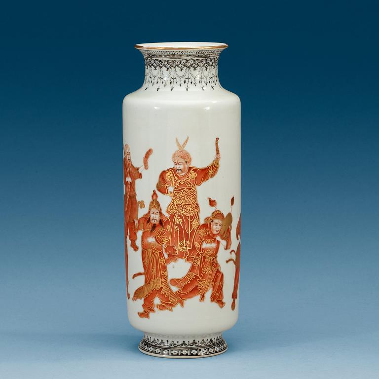 A Chinese vase, presumably Republic with Qianlong seal marks.