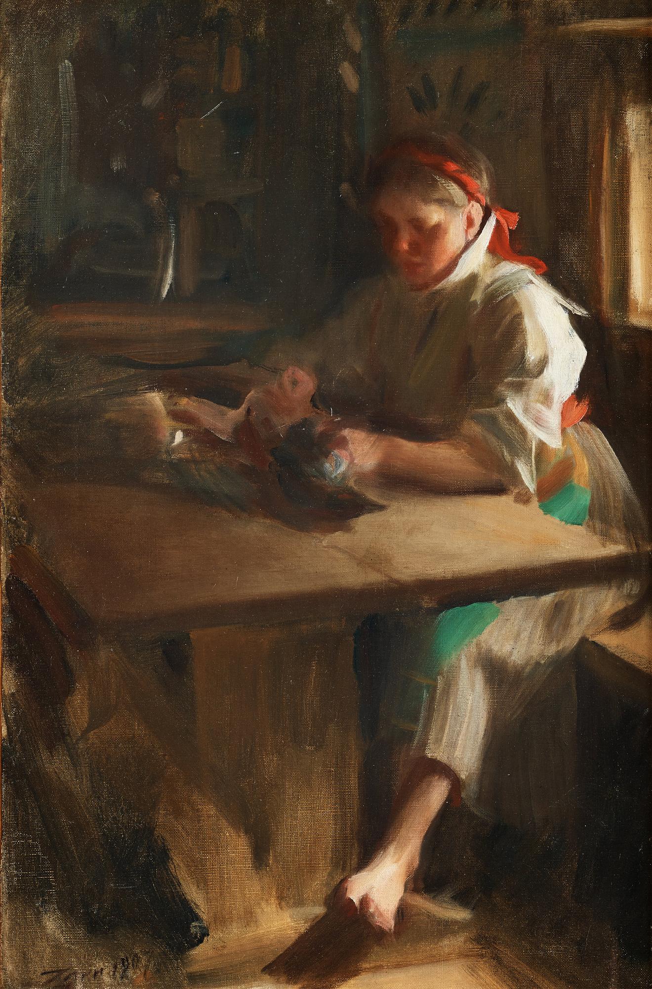 Anders Zorn, "Ida plockar fågel".