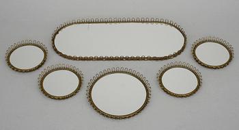 BORDSPLATEAU samt COASTERS, 6 delar, 1900-talets mitt.