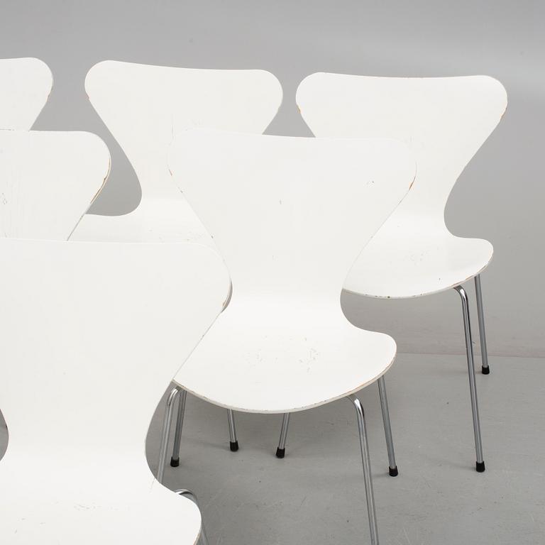 STOLAR, 6 st. "Sjuan", Arne Jacobsen, Fritz Hansen, Danmark 1983.