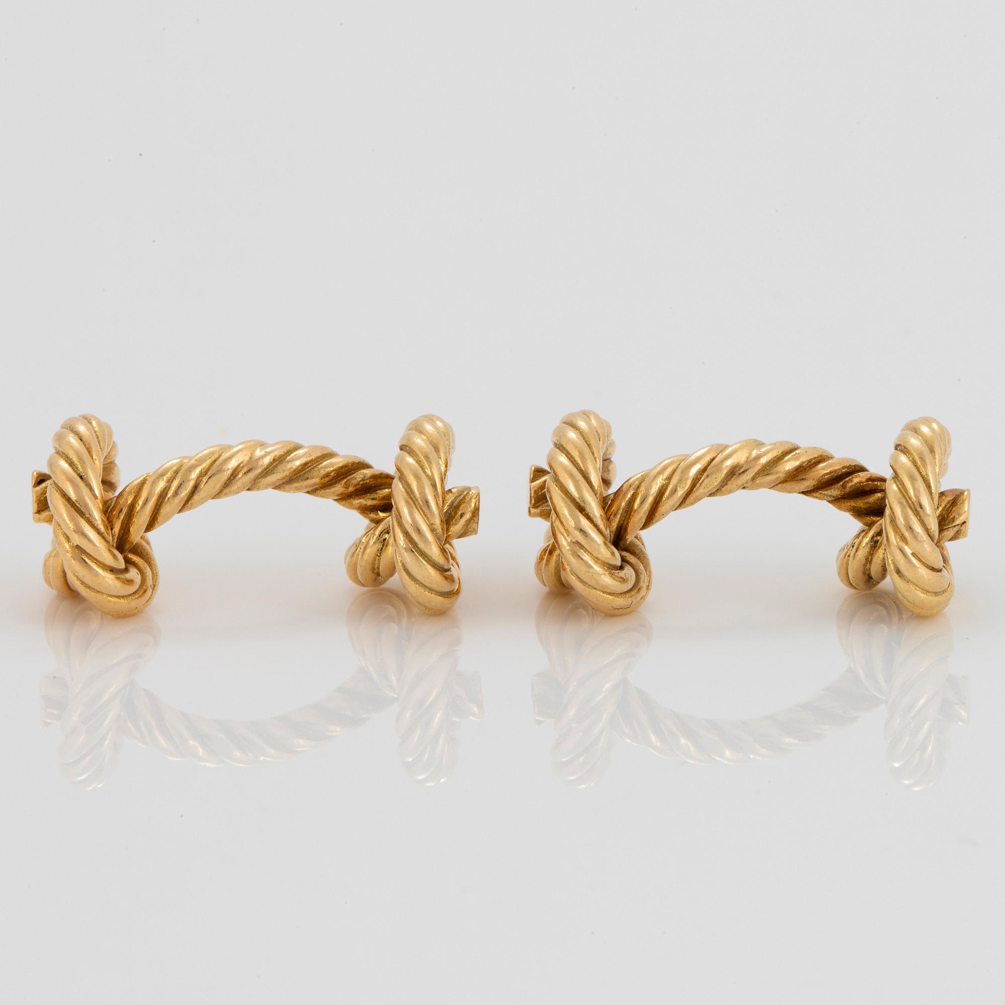 A pair of 18K gold cufflinks Hermès design Georges L'Enfant.