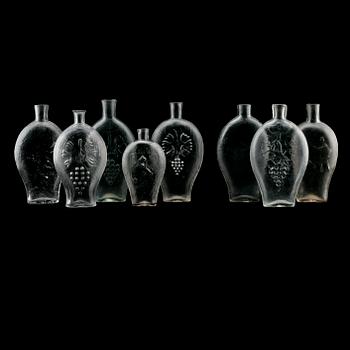 LOMMEFLASKOR, 8 st, glas, 1800-tal.