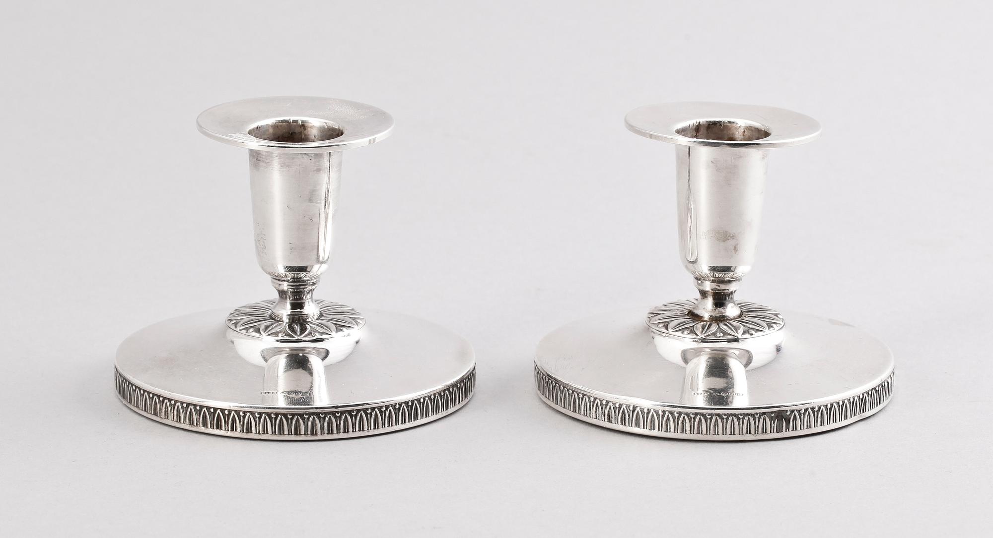 LJUSSTAKAR, 2 par, silver, Ceson, Göteborg, 1968 och JL Hultman, Stockholm, 1920-71.