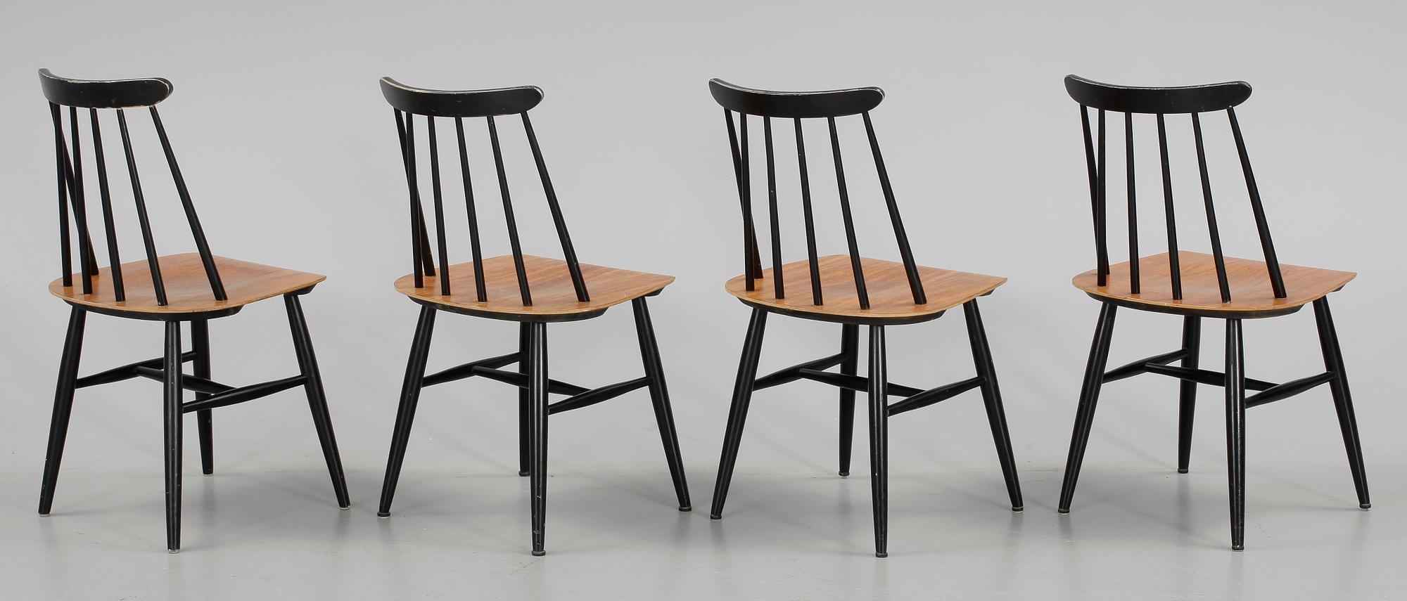 STOLAR, 4 st, "Fanett", Ilmari Tapiovaara, Edsbyverken. Formgiven 1955.