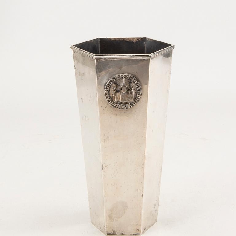 A Swedish 20th century sivler vase mark of Wiwen Nilsson Lund 1962.