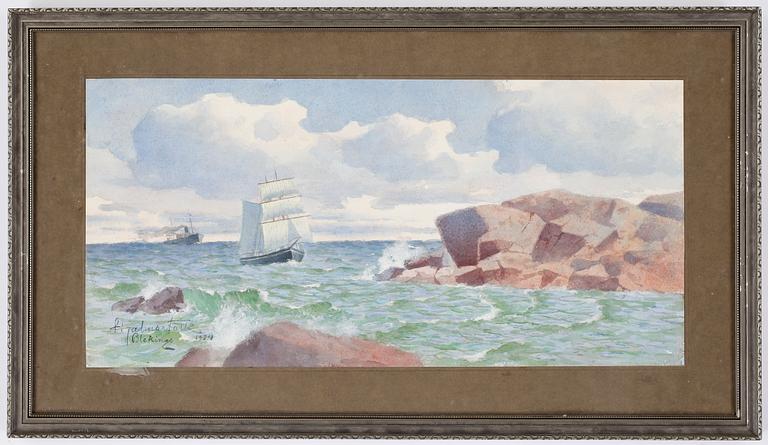 HJALMAR FALK, akvarell, signerad och daterad 1934.