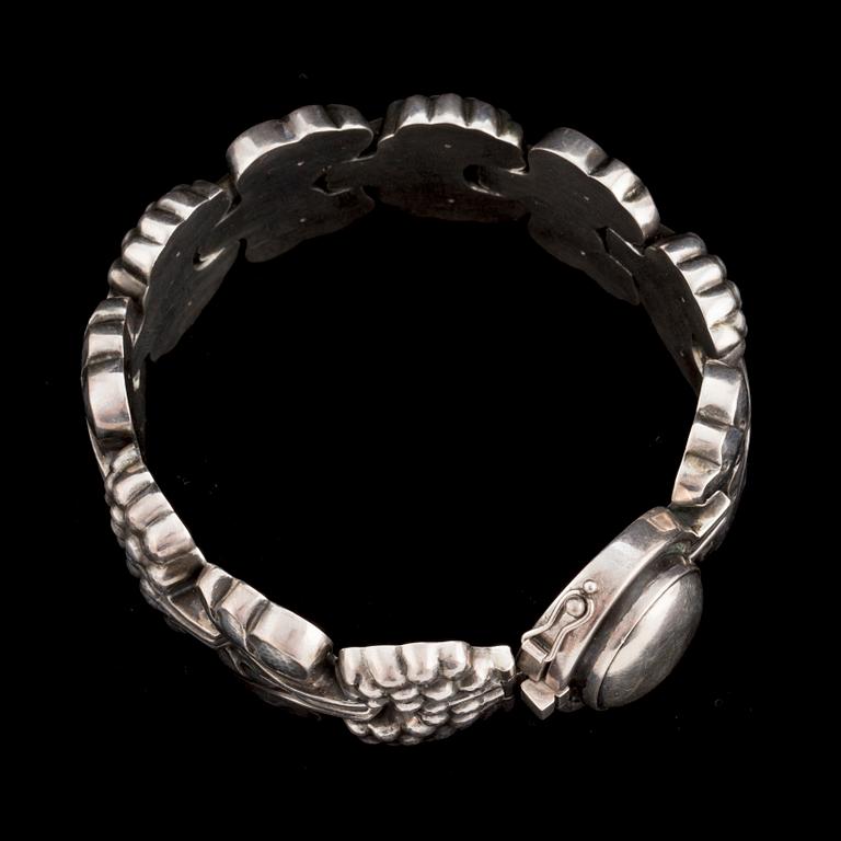 A silver bracelet by Georg Jensen, designed in the 1920's with stamp for after 1945.