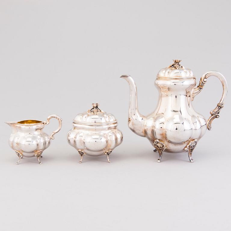 A 3-piece silver coffee set, mark of Emil Hermann, Waldstetten, Germany 1921-1950. Swedish import marks.