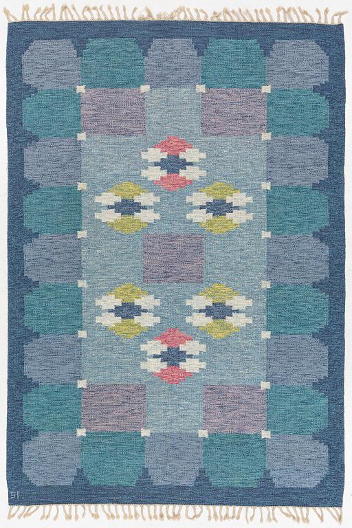 Ingegerd Silow, a 'Siljan' flat weave rug, signed IS, c. 275 x 185 cm.