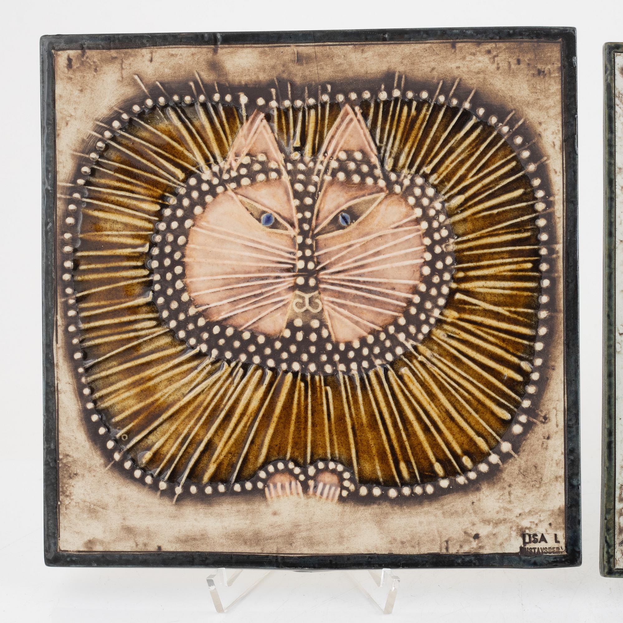 Lisa Larson, three stoneware wall reliefs, Gustavsberg, Sweden.