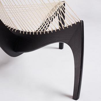 Jørgen Høvelskov, a black lacquered 'Harp' chair, Christensen & Larsen, Copenhagen, Denmark 1970-1980s.