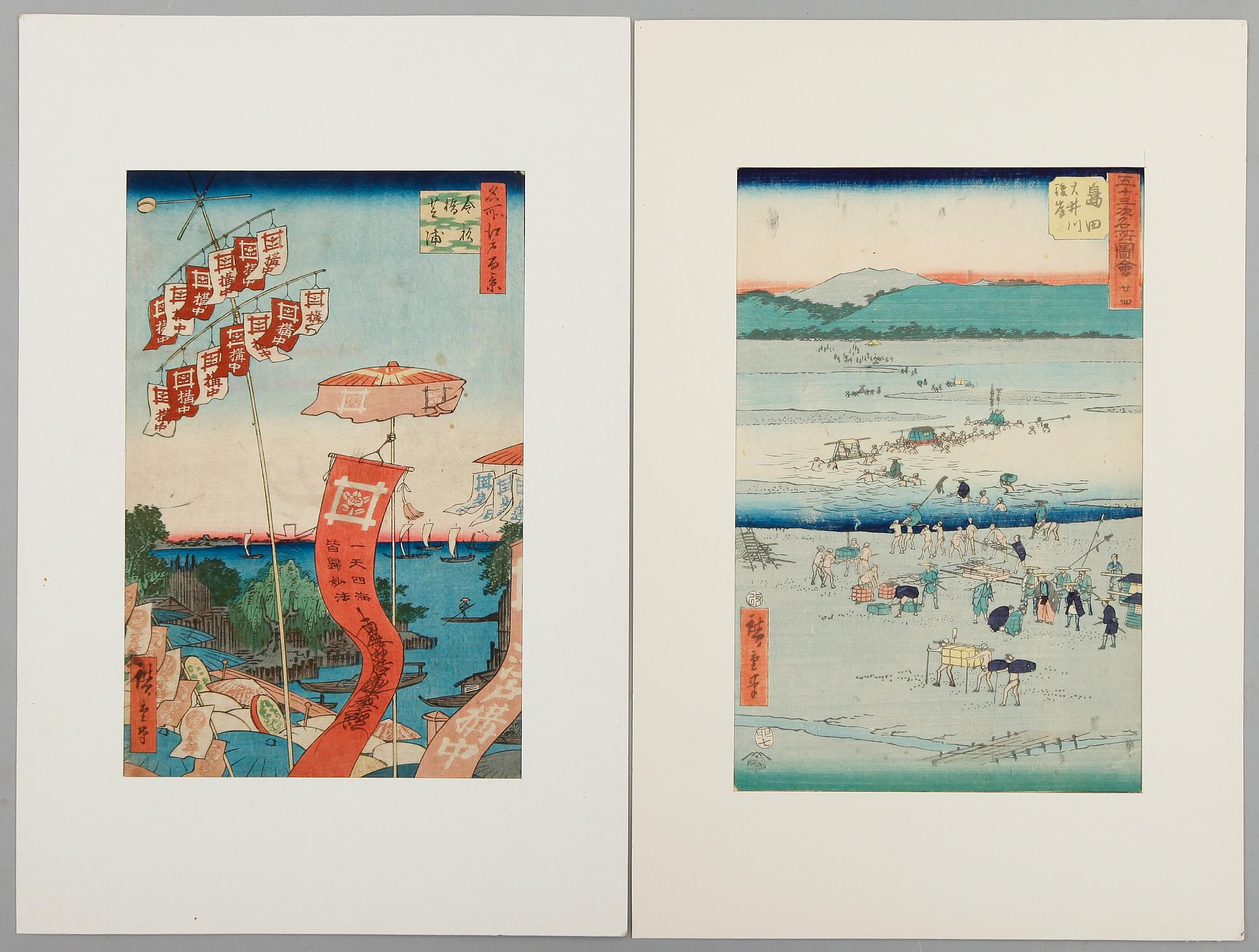 TRÄSNITT, 2 st, Japan, sent 1800-tal/tidigt 1900-tal.