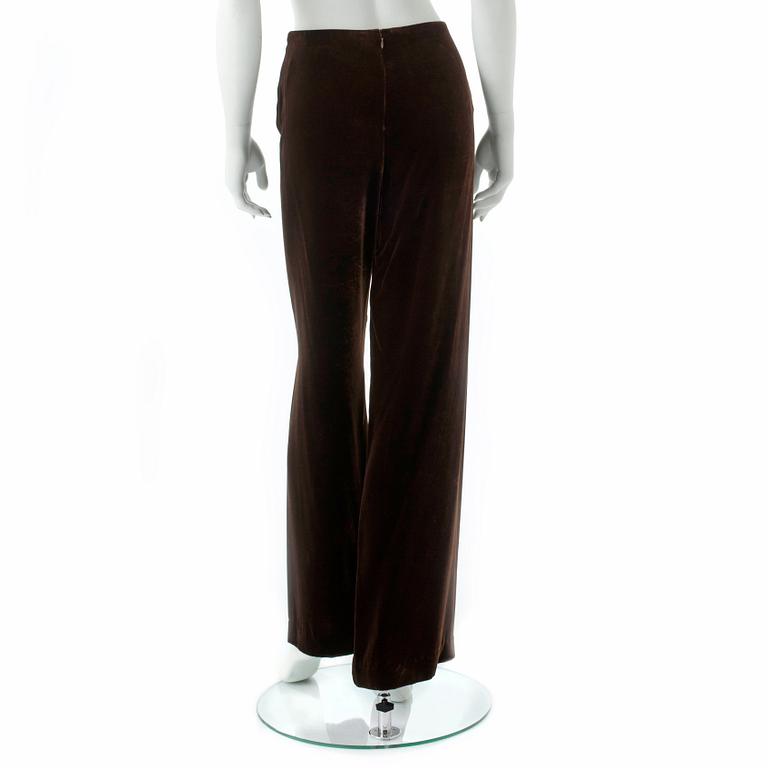 RALPH LAUREN, a pair of brown velvet evening pants.