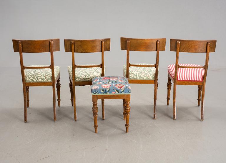 STOLAR, 4 st samt PALL, 1800-talets mitt.