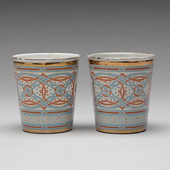 Two enamel coronation beakers, Russia, 1896.