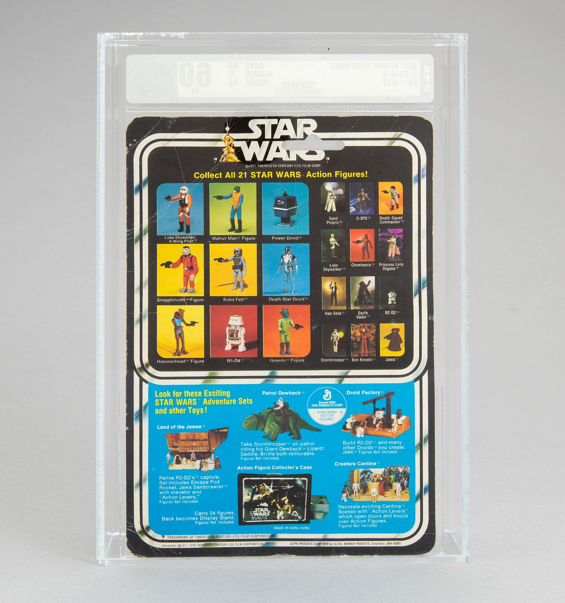 A vintage Star Wars Boba Fett 21back-B AFA60 EX Kenner 1979.