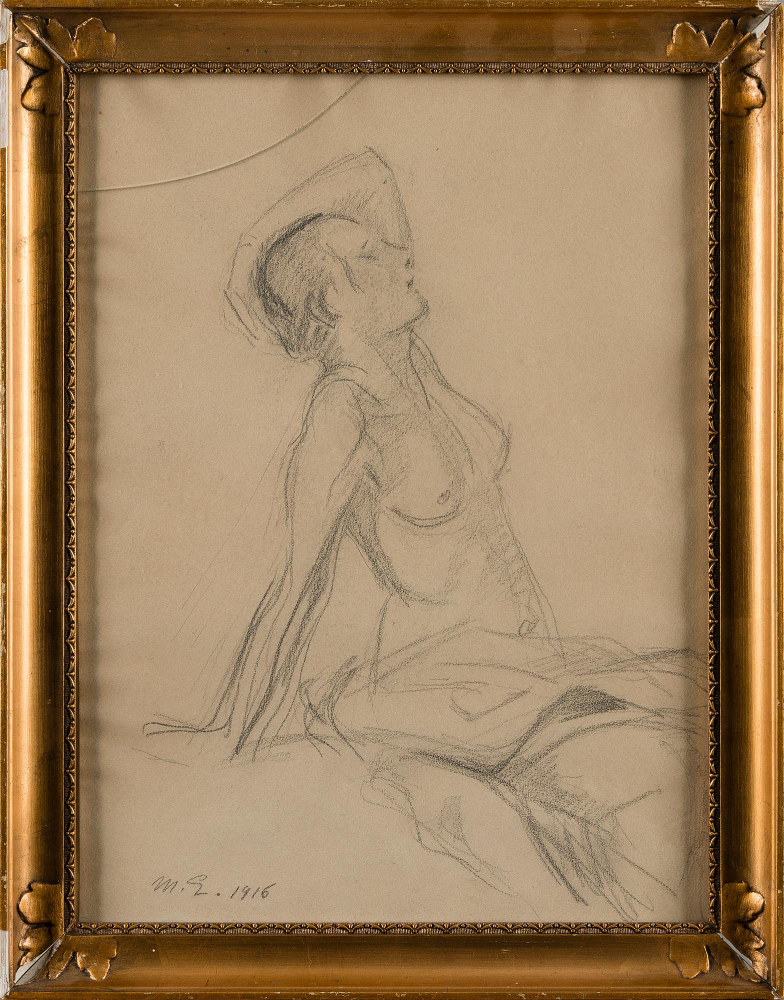 MAGNUS ENCKELL, pencil drawing, signed M.E. and dated 1916.