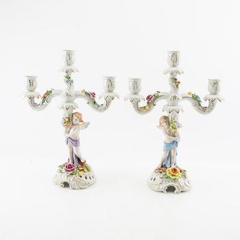 Candelabras two pairs Schmierholz Germany mid-20th century porcelain.