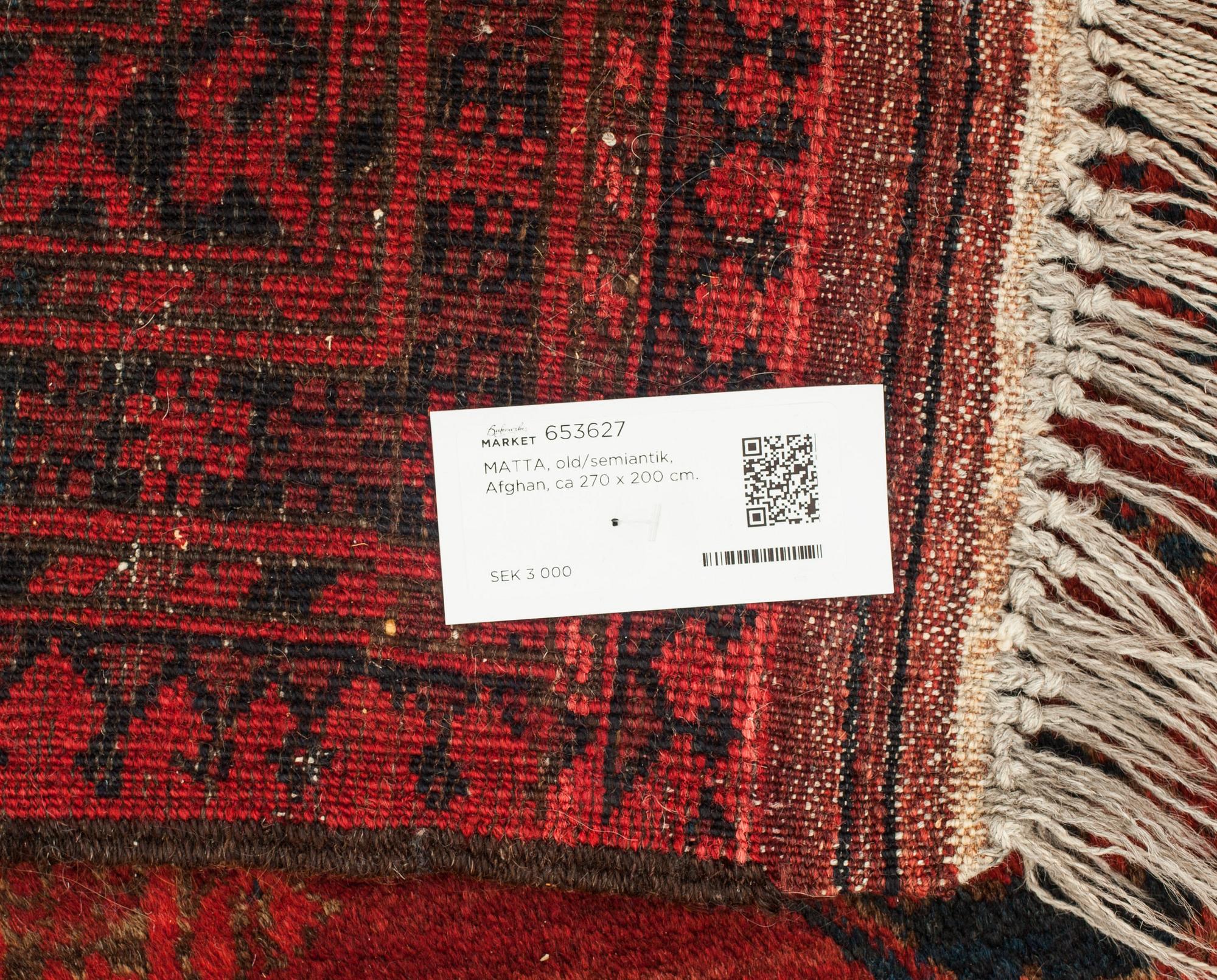 MATTA, old/semiantik, Afghan, ca 270 x 200 cm.