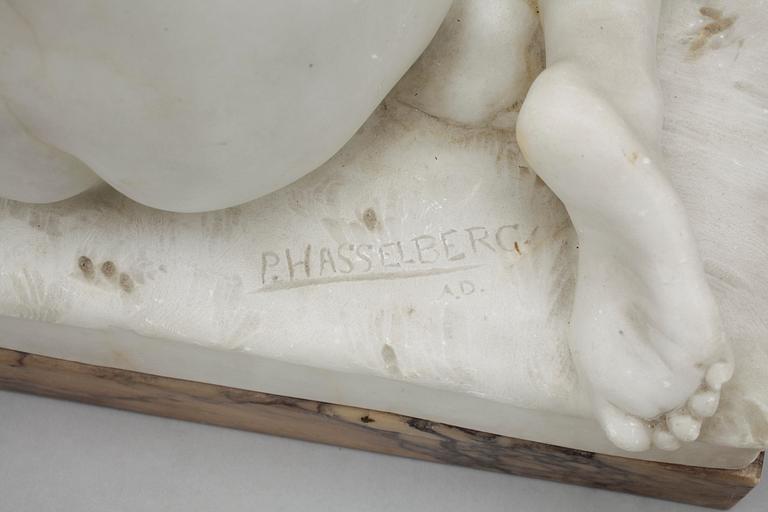 PER HASSELBERG, skulptur, alabaster, sign.